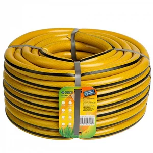 ГИДРОАГРЕГАТ Шланг поливочный 1/2 дюйма, 25 м, армированный, 3-х слойный желтый с черной полосой