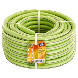 ГИДРОАГРЕГАТ Шланг поливочный 3/4 дюйма, 25 м, армированный, 3-х слойный салатовый с серой полосой