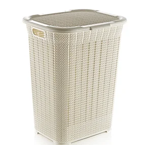 DD STYLE Корзина для белья 50 л.Вязаный узор 05027 белый
