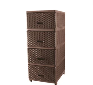 DD STYLE Комод 4 секции Плетенный коричневый 04054
