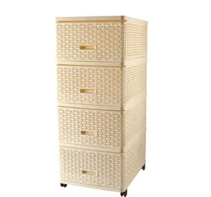 DD STYLE Комод 4 секции Плетенный бежевый 04054