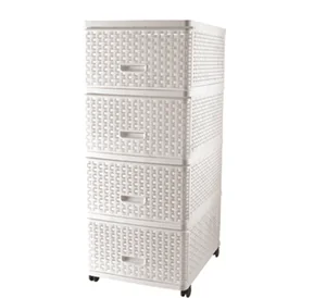 DD STYLE Комод 4 секции Плетенный белый 04054