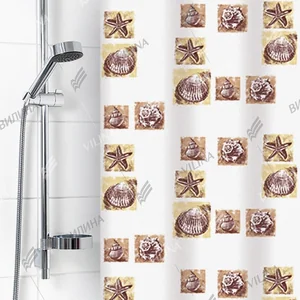 VILINA Занавес для ванной комнаты 180 x 180 см Ракушки 6984 белый