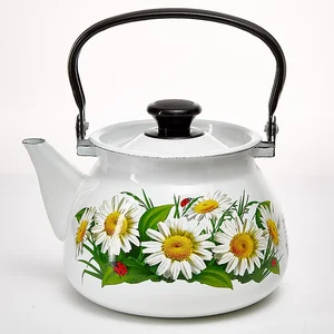 КМК Эмалированный чайник 3,0л. 42104 122/6 слоновая кость/ белый