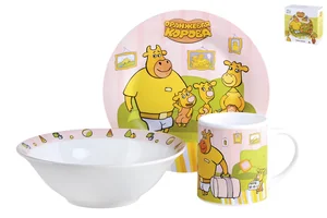 КОРАЛЛ Набор посуды д/завтрака 3 пр. Оранжевая Корова TSET3OC