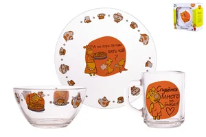 КОРАЛЛ Набор посуды д/завтрака 3 пр. Оранжевая Корова 18с2048