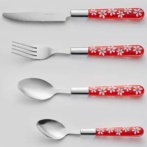 WEBBER Набор столовых приборов 24пр.РомашкаBE-010P24/1 красный