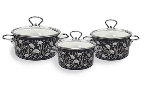 КМК Набор кастрюль (6пр.)  Белый танец-1 Элит1,9/2,5/3,7 черный