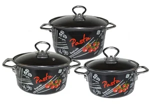 КМК Набор кастрюль (6пр.)  Болоньезе-1 Элит 1,9/2,5/3,7 черный