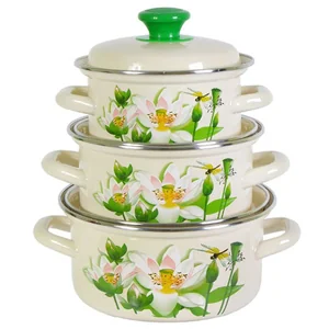 КМК Набор кастрюль (6пр.) Лотос 1/1,5/2,3 слоновая кость