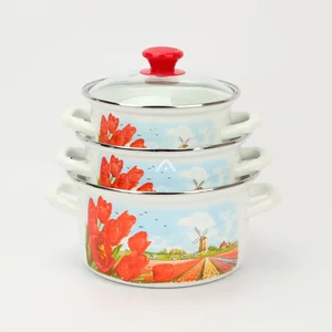 КМК Набор кастрюль (6пр.)  Страна тюльпанов экстра белый