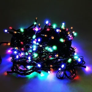 Гирлянда 200led цветная крупный диод (черный провод)