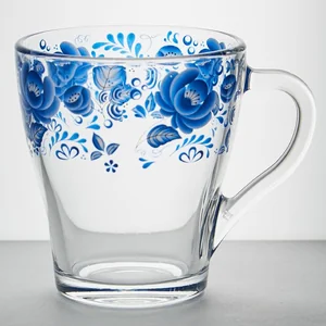 ДЕКОСТЕК Кружка 250мл. Грация с круговой деколью Гжель 1649/970