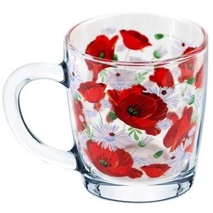 PASABAHCE Кружка 350мл Бейзик круговая деколь Маки-ромашки 55531/506