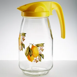 ДЕКОСТЕК Кувшин 1,5 л. Дачный с крышкой, лепковая деколь Лимончик 128/129