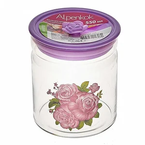 ALPENKOK Банка 550 мл стеклянная с вакуумной крышкой Роза AK-9700