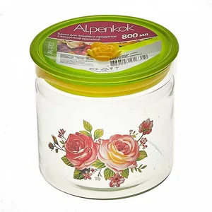 ALPENKOK Банка 800 мл стеклянная с вакуумной крышкой Пионы AK-9703