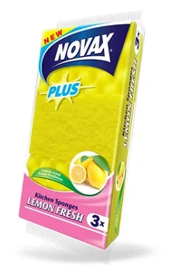 NOVAX Набор кухонных губок ароматизированных 3шт. PLUS LEMON FRESH 4823058320540 