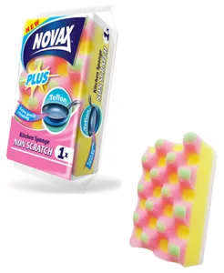 NOVAX Кухонная губка 1шт. PLUS TEFLON 4823058305479 микс