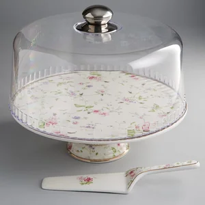 BEATRIX Тортница на ножке Ø30см с крышкой и лопаткой Флер де лиз МР017X