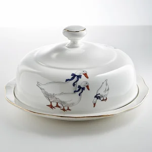 BEATRIX Блюдо для блинов с крышкой 23 см Гуси МН091H 