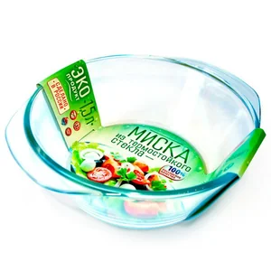 ГОРНИЦА Миска толстостенная 1,5 л (термостекло) с ручками 0337