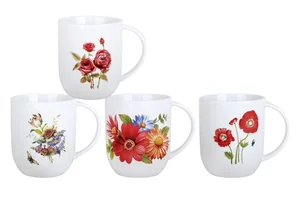 КОРАЛЛ Кружка 470мл.Красный цветок GJ612 микс