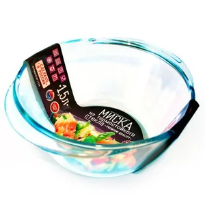 ГОРНИЦА Миска толстостенная 1,5 л (термостекло) с ручками 1174