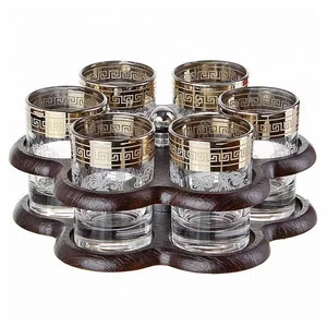 ГУСЬ ХРУСТАЛЬНЫЙ Бар Барокко (барная стойка Ромашка + 6 стопок) B_R_GN_22