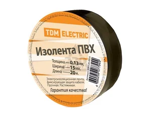TDM Изолента ПВХ 0,13*15мм Черная 20м SQ0526-0016