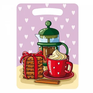 WEBBER Доска разделочная 21х29 см деревянная Ф-5 с рисунком Зеленый заварник