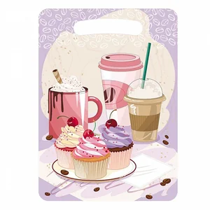 WEBBER Доска разделочная 21х29 см деревянная Ф-4 с рисунком Кофе в стакане