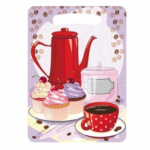 WEBBER Доска разделочная 21х29 см деревянная Ф-2 с рисунком Кофе и капкейки