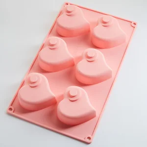 ALPENKOK  Форма 28,5х16,5х3,3см для выпечки 6 кексов силиконовая AK-6174S Сердечки розовая