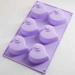 ALPENKOK  Форма 28,5х16,5х3,3см для выпечки 6 кексов силиконовая AK-6174S Сердечки фиолетовая