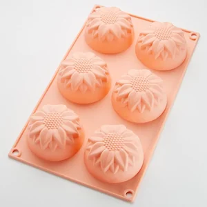 WEBBER Форма 28.5х16.5х4см для выпечки 6 кексов силиконовая BE-4470S Цветник розовая