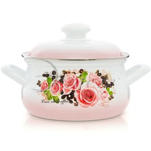 ЭСТЕТ Кастрюля 2,0 л Розы и кофе ЭТ-71601 грушевидная