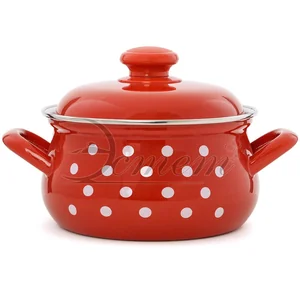 ЭСТЕТ Кастрюля 2,0 л Горошинки на красном ЭТ-72401грушевидная
