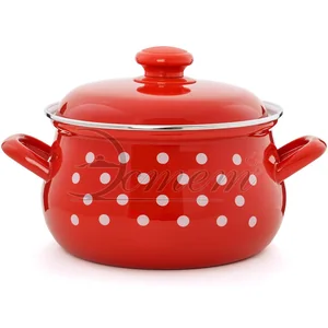 ЭСТЕТ Кастрюля 3,0 л Горошинки на красном ЭТ-72402 грушевидная