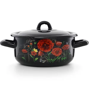 ЭСТЕТ Кастрюля 1,45 л Красные маки ЭТ-72801цилиндрическая