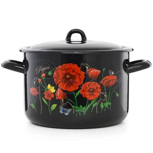 ЭСТЕТ Кастрюля 4,3 л Красные маки ЭТ-72803 цилиндрическая