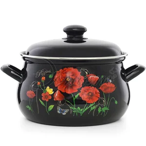 ЭСТЕТ Кастрюля 4,5 л Красные маки ЭТ-72858 грушевидная