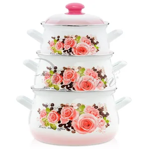 ЭСТЕТ Набор посуды 6пр Розы и кофе грушевидный 2,0 л 3,0 л 4,5 л  ЭТ-71610 