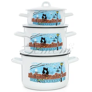 ЭСТЕТ Набор посуды 6 пр Коты на крыше цилиндрический 1,45+2,9+4,3 л  ЭТ-72820