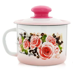 ЭСТЕТ Кружка 1,0 л Розы и кофе с крышкой  ЭТ-71607