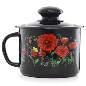 ЭСТЕТ Кружка 1,0 л Красные маки с крышкой  ЭТ-72805