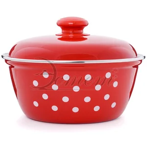 ЭСТЕТ Салатник 2,0 л Горошинки на красном с крышкой ЭТ-72407