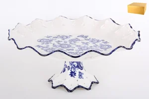 КОРАЛЛ Тортовница 32см Волна кобальт Y-12.5BP-DM8013+FOOT