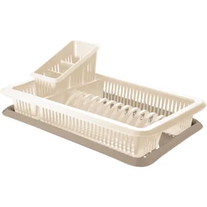 DELTA Сушилка для посуды с поддоном одноярусная Bono с сушилкой для столовых приборов GR1562СЛ сливочный крем