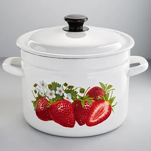 КМК Кастрюля цилиндрическая бортовая 6 л 41804-182/6-У4-СА Садовая клубника белая